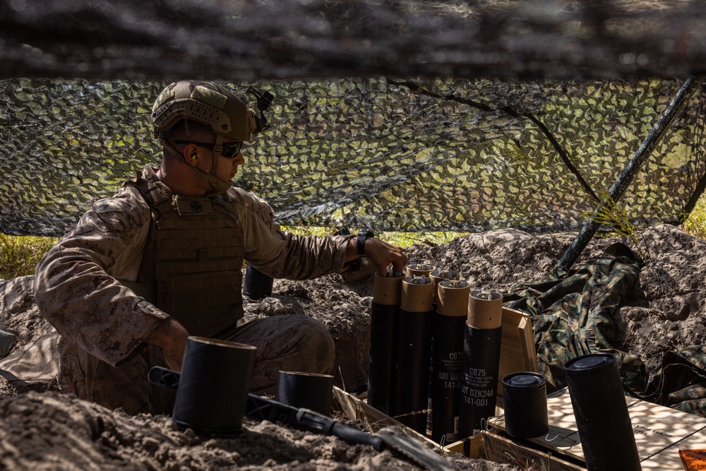 3rd Battalion, 6th Marine Regiment support Burmese Chase 24 with Mortars