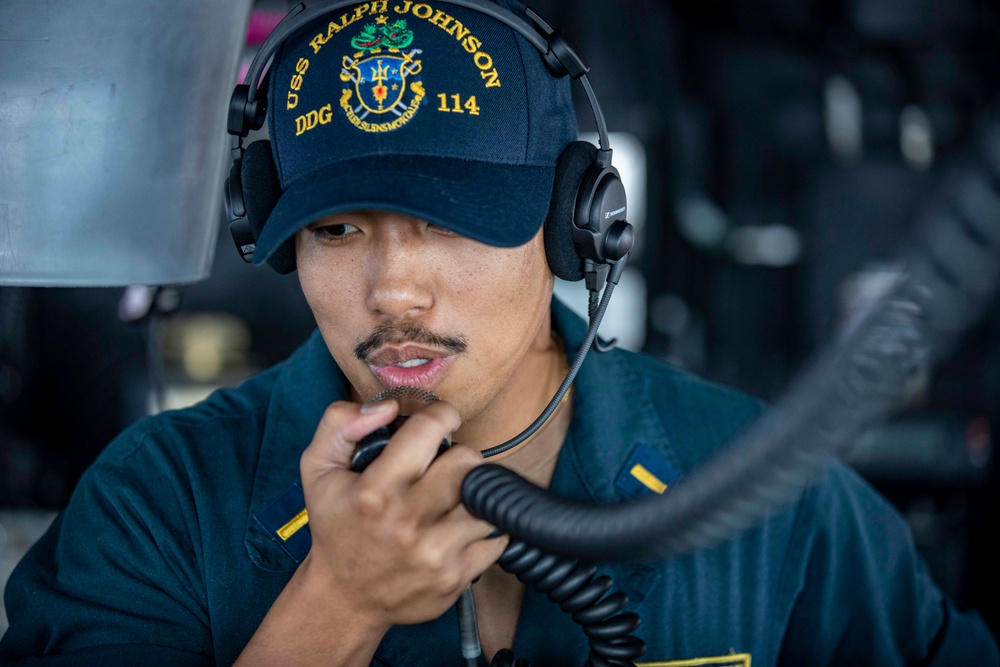 USS Ralph Johnson Conducts Replenishment at Sea with JS Towada