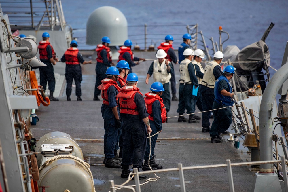 USS Ralph Johnson Conducts Replenishment at Sea with JS Towada