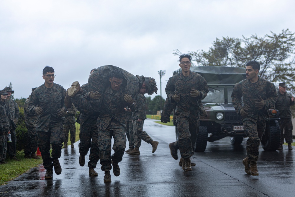 Marines participate in a Super Squad Competition at Camp Fuji in support of Exercise Outlaw Wrath 24