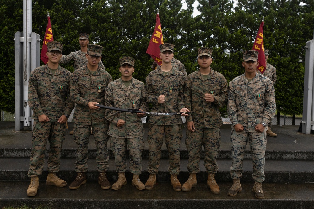 Marines participate in a Super Squad Competition at Camp Fuji in support of Exercise Outlaw Wrath 24