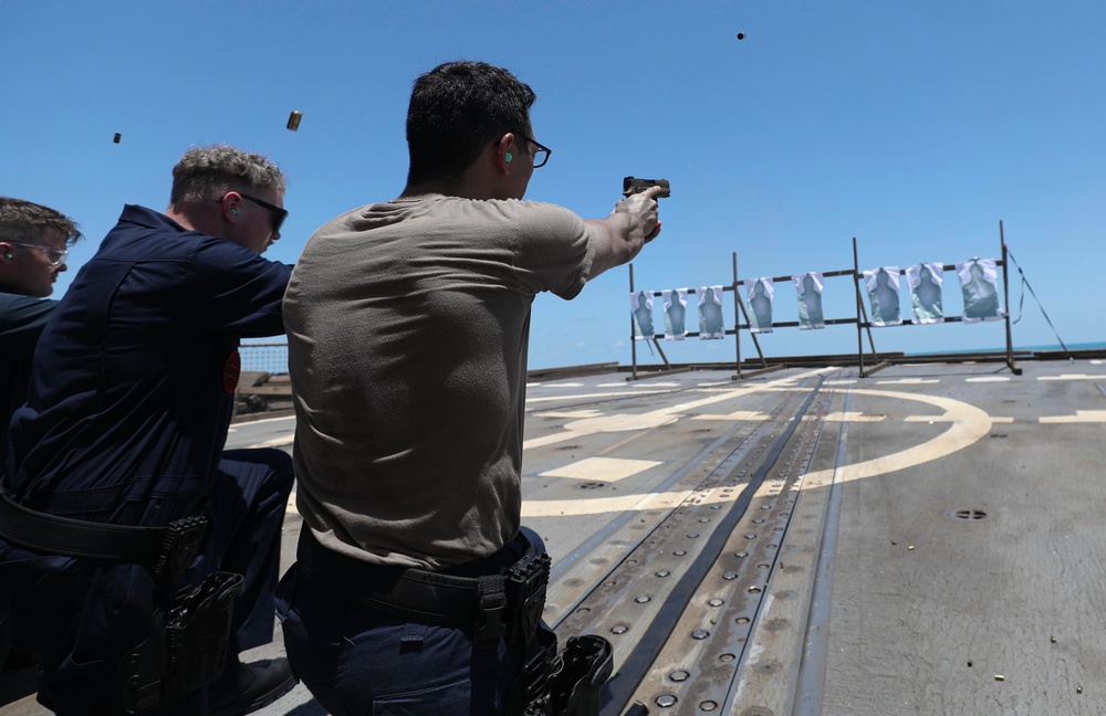 USS Dewey (DDG 105) Conducts Small Arms Weapons Live-Fire Drill While Operating in the Timor Sea