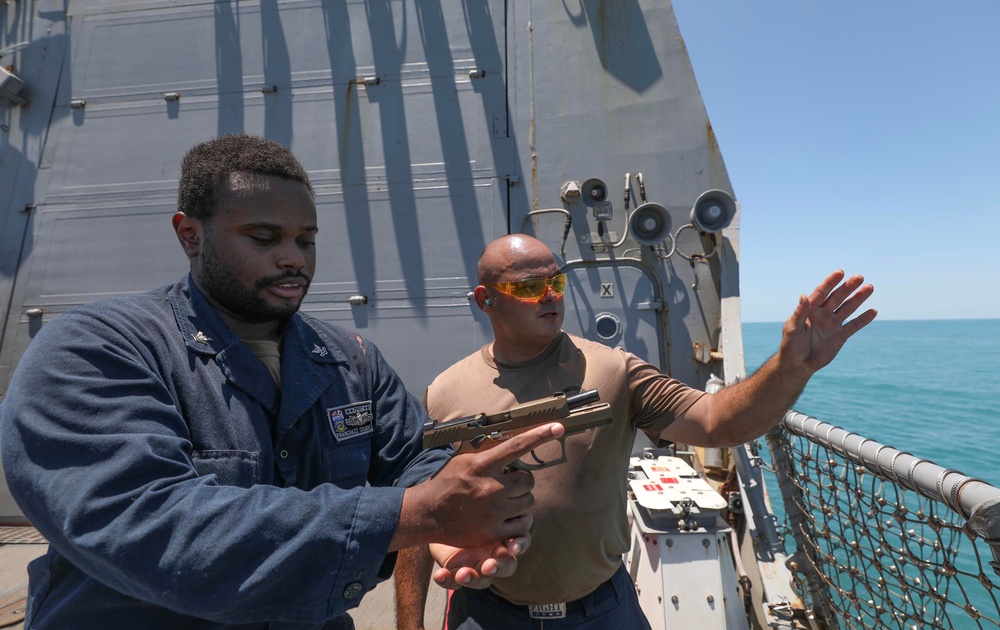 USS Dewey (DDG 105) Conducts Small Arms Weapons Live-Fire Drill While Operating in the Timor Sea