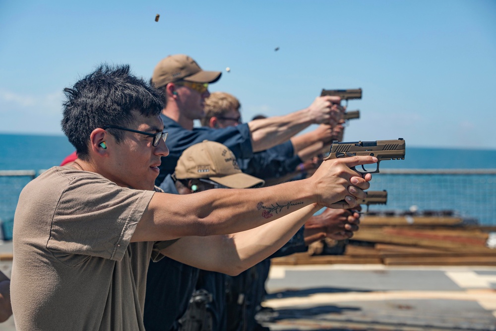 USS Dewey (DDG 105) Conducts Small Arms Weapons Live-Fire Drill While Operating in the Timor Sea