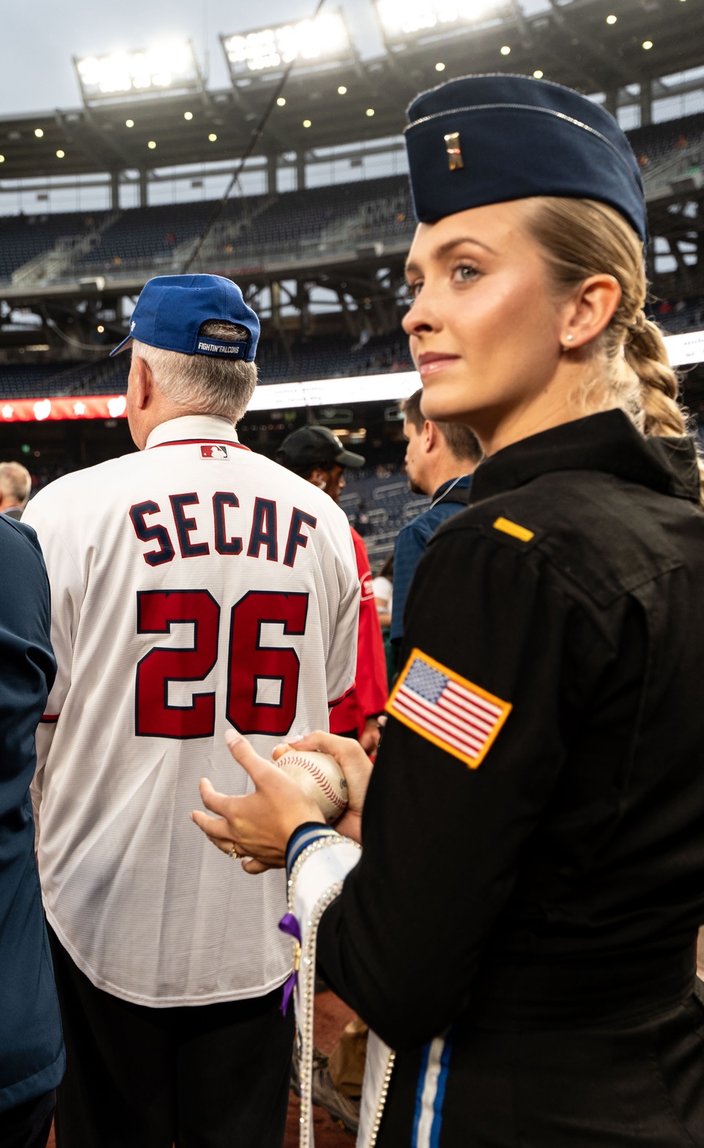 Lt Marsh Presents the Game Ball at Nationals Game