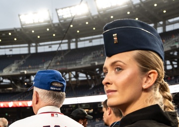 Lt Marsh Presents the Game Ball at Nationals Game