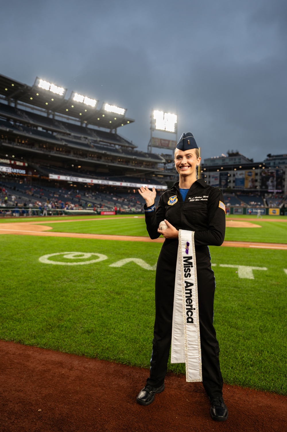 Lt Marsh Presents the Game Ball at Nationals Game