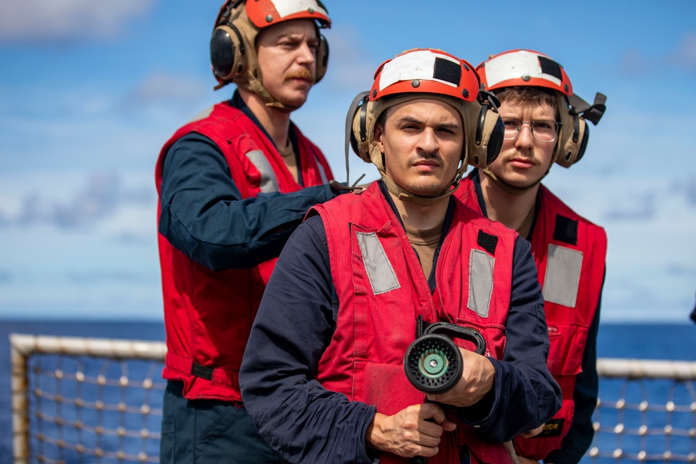 USS Ralph Johnson Conducts Crash and Salvage Drill