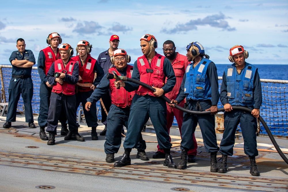 USS Ralph Johnson Conducts Crash and Salvage Drill