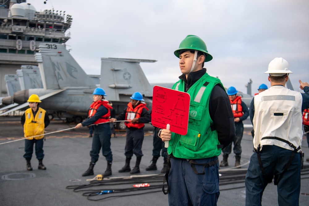 Nimitz Sailors Participate in a Replenishment-at-Sea
