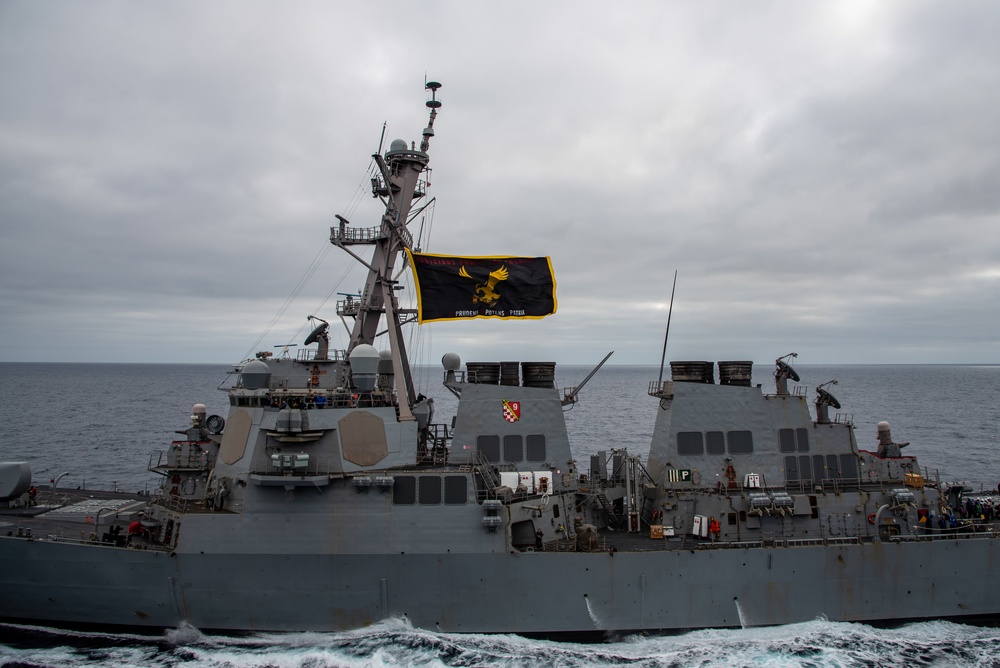 USS Curtis Wilbur Sails Alongside USS Nimitz