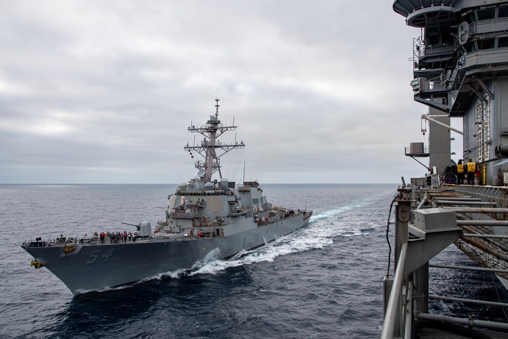 USS Curtis Wilbur Sails Alongside USS Nimitz