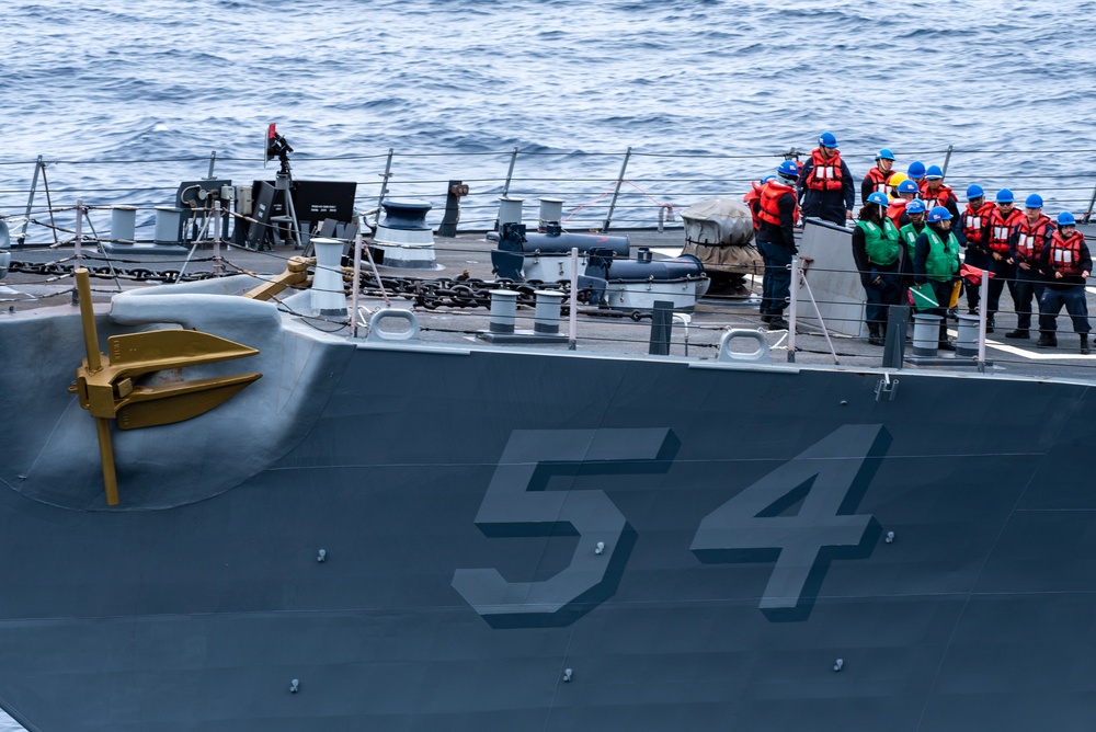 USS Curtis Wilbur Sails Alongside USS Nimitz