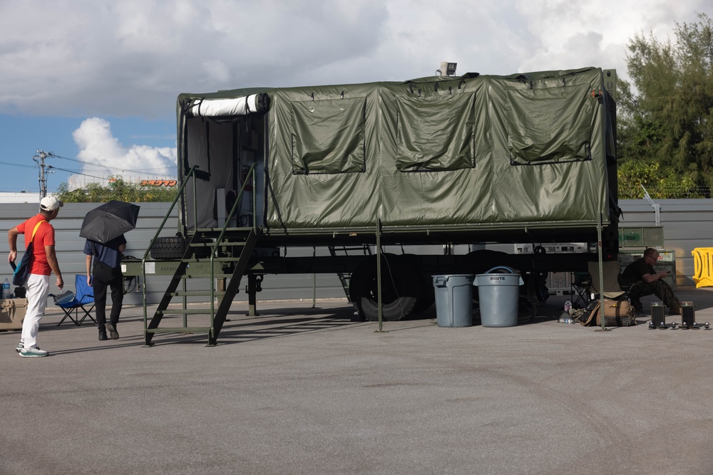 U.S. Marines with Food Service Company sets up an expeditionary field kitchen