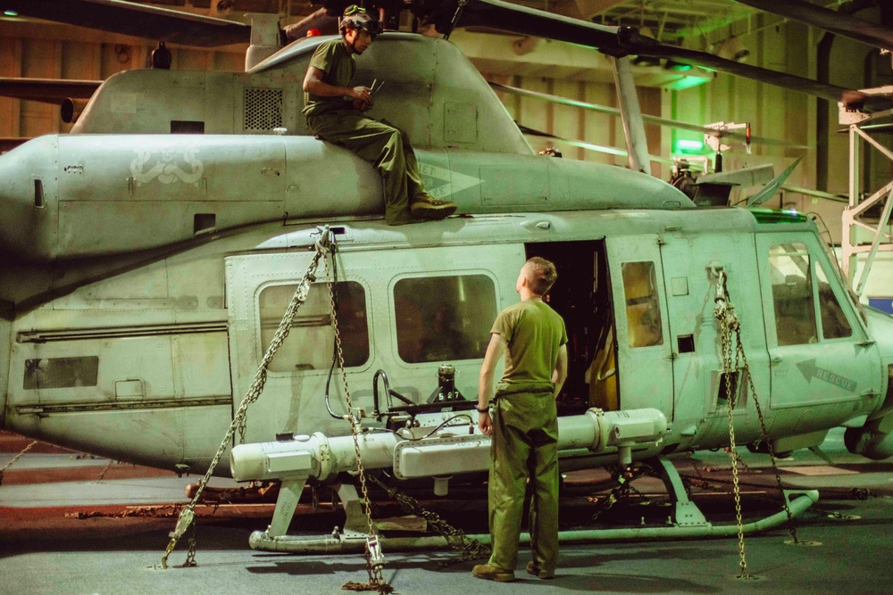 Behind the Scenes: VMM-165 Marines Conduct Maintenance aboard Miguel Keith