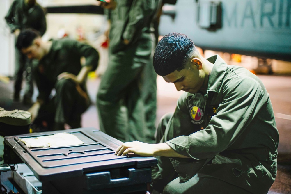 Behind the Scenes: VMM-165 Marines Conduct Maintenance aboard Miguel Keith