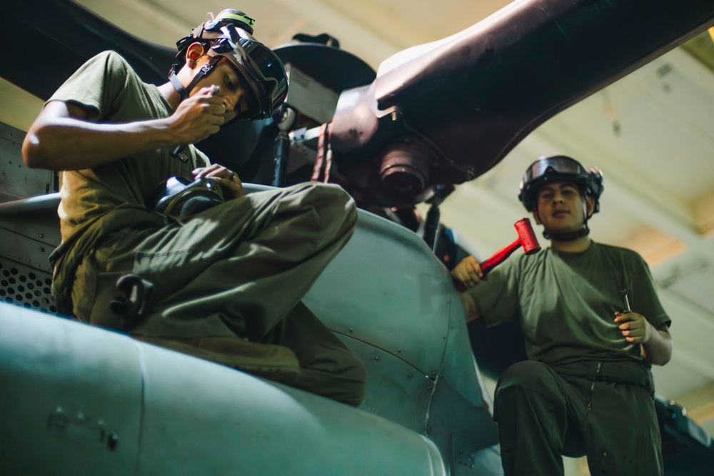 Behind the Scenes: VMM-165 Marines Conduct Maintenance aboard Miguel Keith