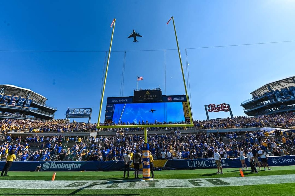 911th AW C-17 flys over Acrisure Stadium