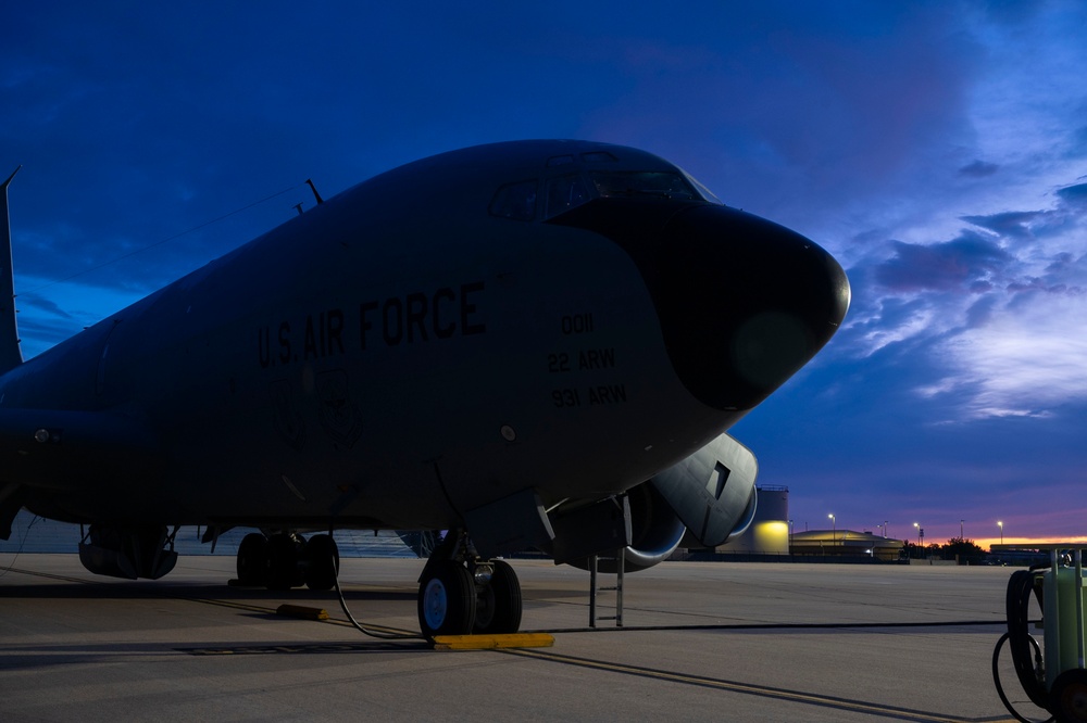 350th ARS Refuels Gen. Jacqueline Van Ovost During Fini-Flight