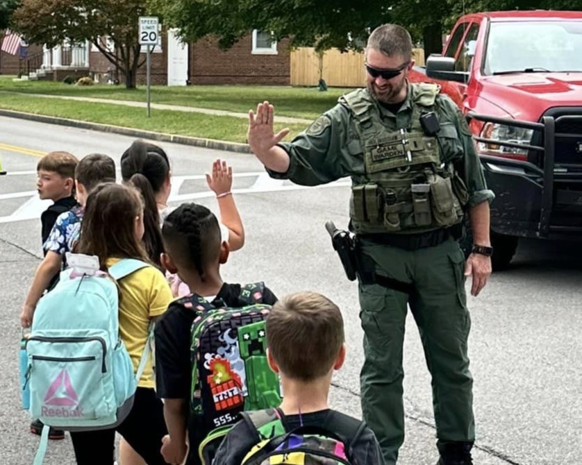 High-fives for Department of Defense Education Activity (DoDEA) Kingsolver Elementary students