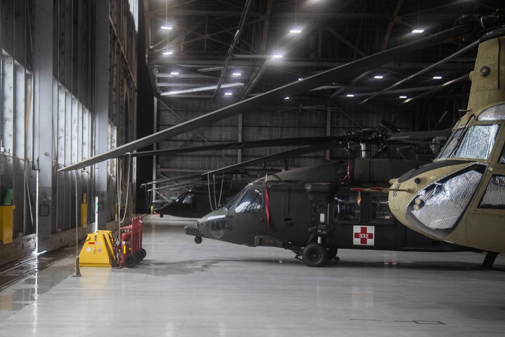 3rd CAB dense pack helicopters in preparation for Hurricane Helene