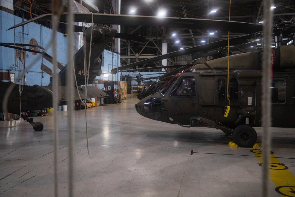 3rd CAB dense pack helicopters in preparation for Hurricane Helene