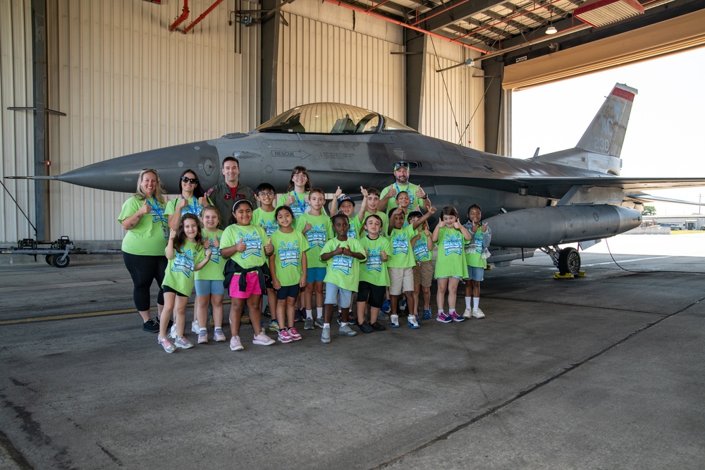 Kids and staff with the Mays Landing’s Best Summer Camp and After School program visit the 177th Fighter Wing