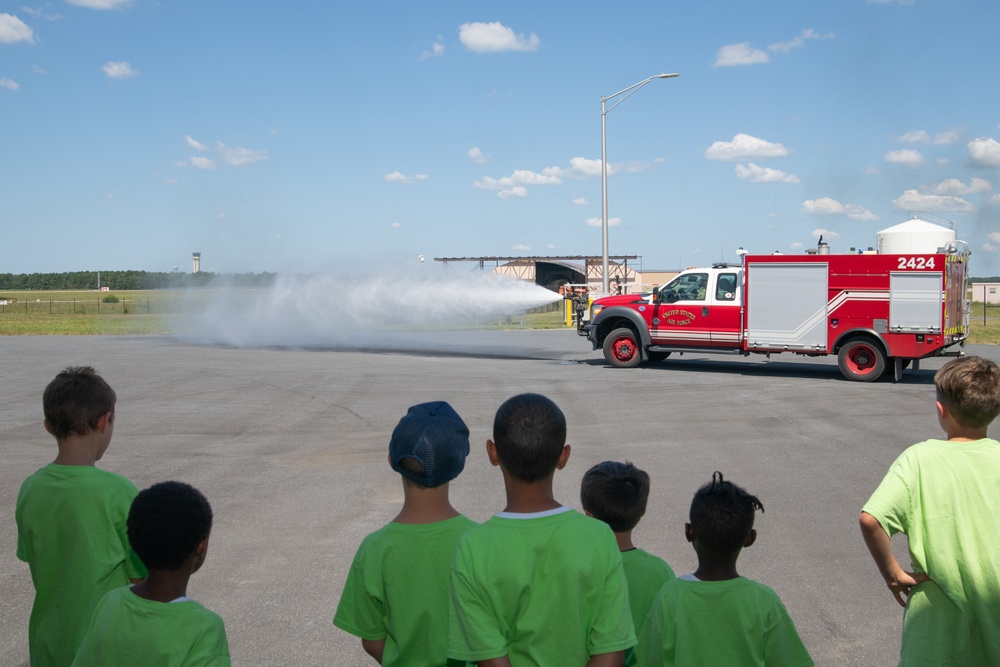 Kids and staff with the Mays Landing’s Best Summer Camp and After School program visit the 177th Fighter Wing