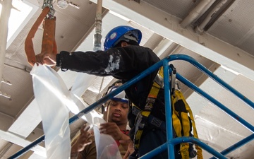 USS Ronald Reagan (CVN 76) Sailors prepare for a counter-measure washdown