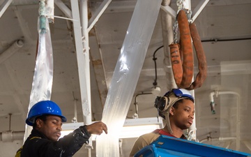 USS Ronald Reagan (CVN 76) Sailors prepare for a counter-measure washdown