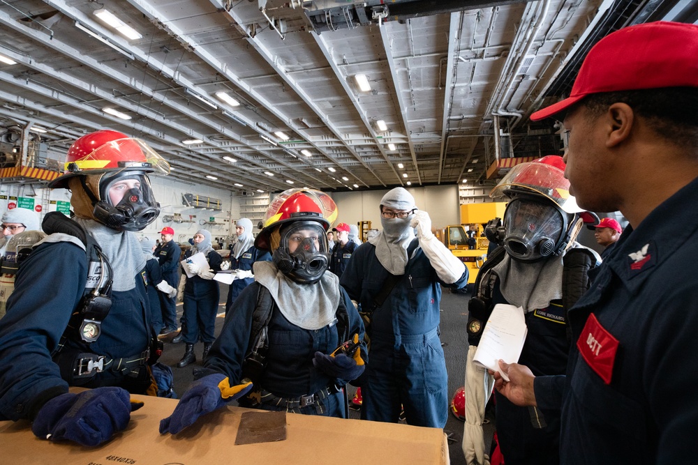 George Washington conducts general quarters drill