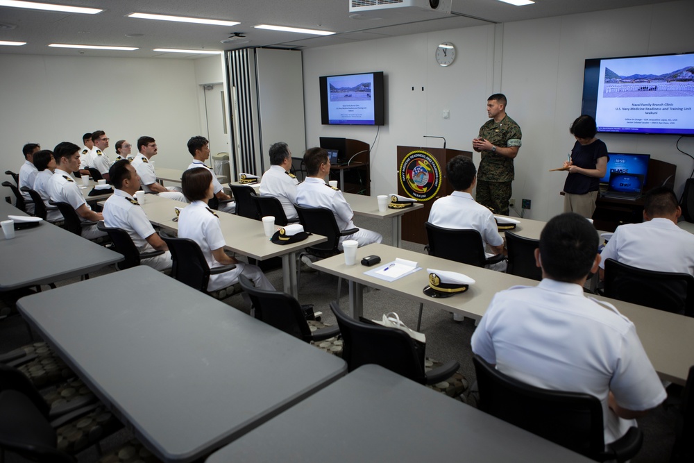 JMSDF Kure Hospital members tour the Naval Family Branch Clinic at MCAS Iwakuni