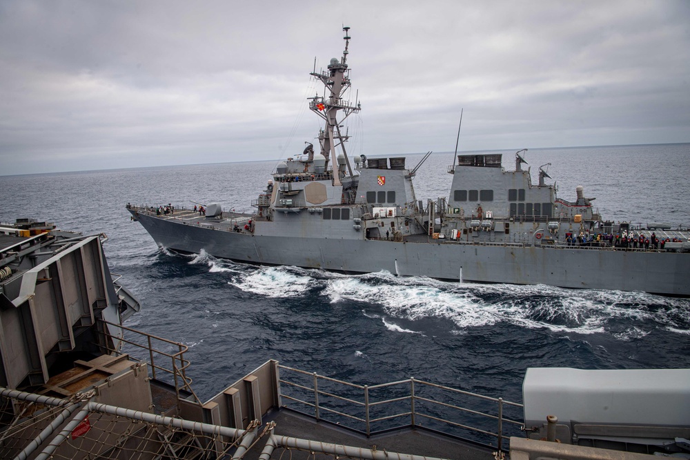 USS Curtis Wilbur Steams Alongside Nimitz