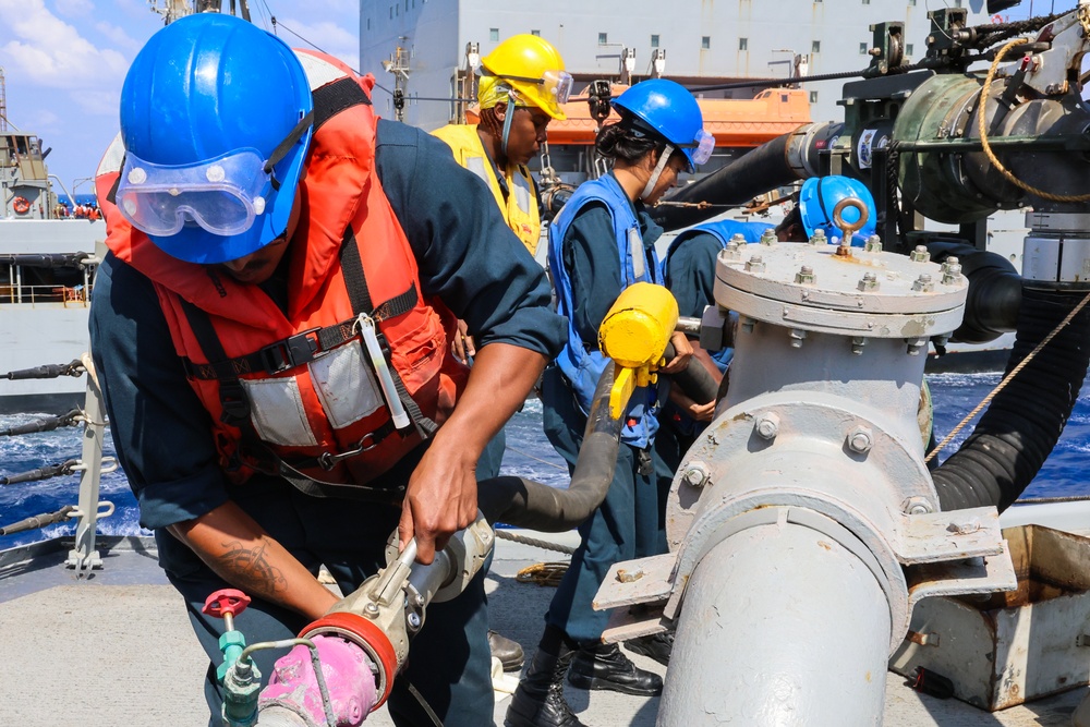 The USS Bulkeley Conducts Replenishment-at-Sea