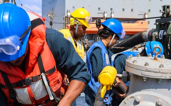 The USS Bulkeley Conducts Replenishment-at-Sea
