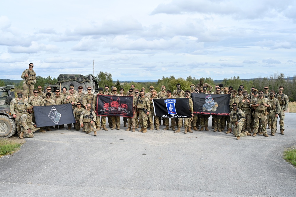 Sky Soldiers take a group photo