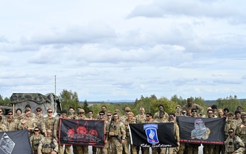 Sky Soldiers take a group photo