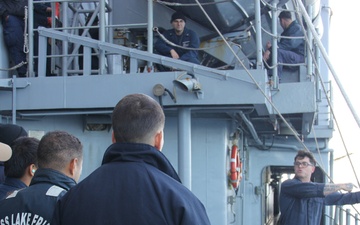 USS Lake Erie (CG 70) conducts damage control training in the Northern Pacific Ocean