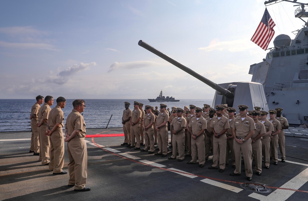 USS Dewey (DDG 105) Conducts Chief Petty Officer Pinning Ceremony While Operating in the Timor Sea