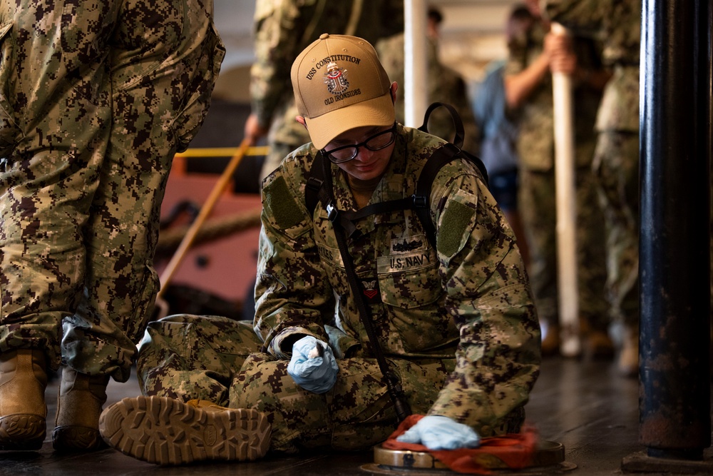 Chief Selects Clean USS Constitution