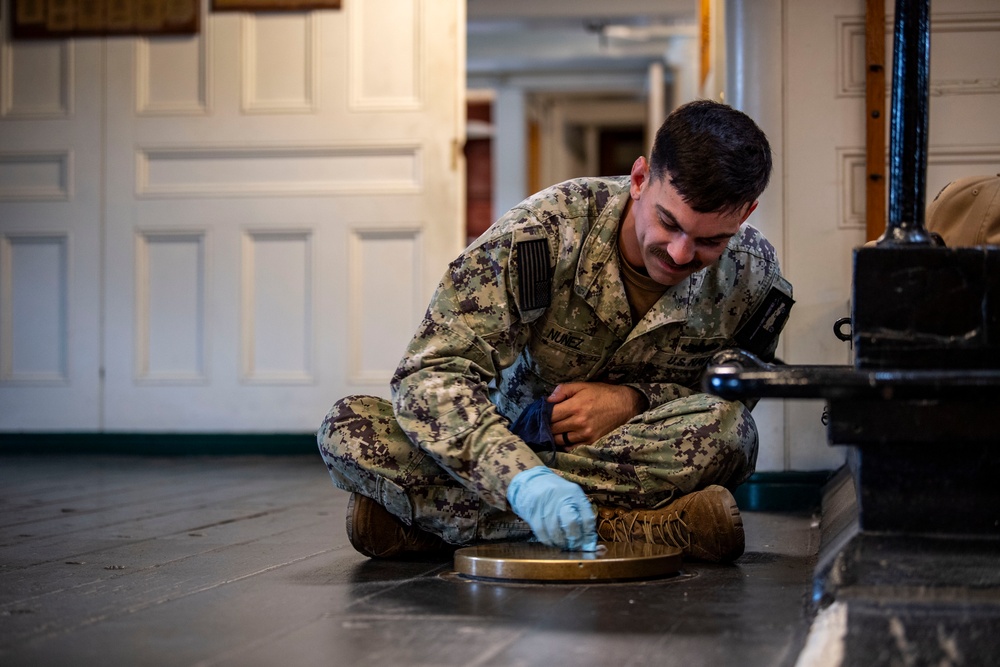 Chief Selects Clean USS Constitution