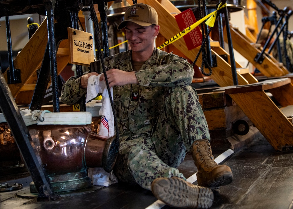 Chief Selects Clean USS Constitution