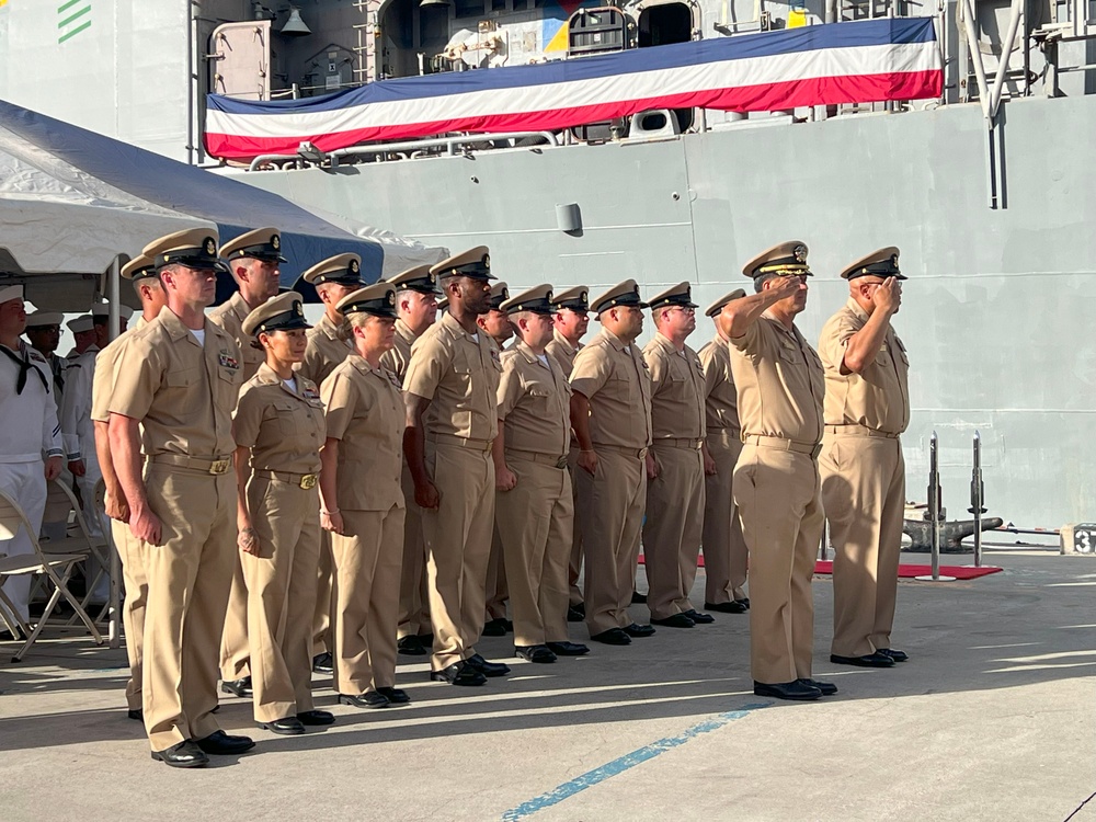 USS Antietam Leaders at the Ship's Final Morning Colors