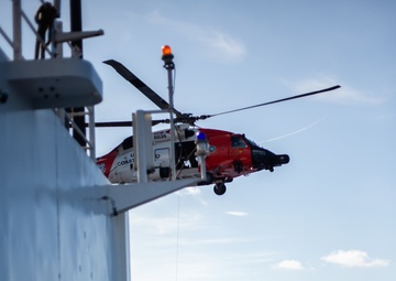 Coast Guard Cutter Bear, MH-60 Jayhawk helicopter aircrew conduct hoisting operations