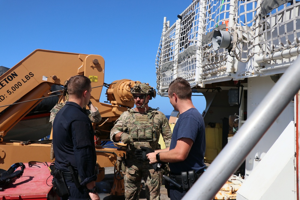 Coast Guard Cutter Bear conducts joint operations at sea with Royal Navy HMS Trent in Windward Passage