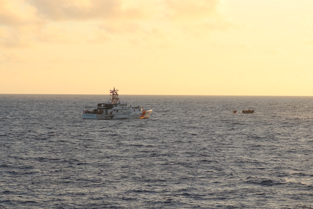 Coast Guard Cutters Bear and Kathleen Moore conduct migrant interdiction operations north of Haiti