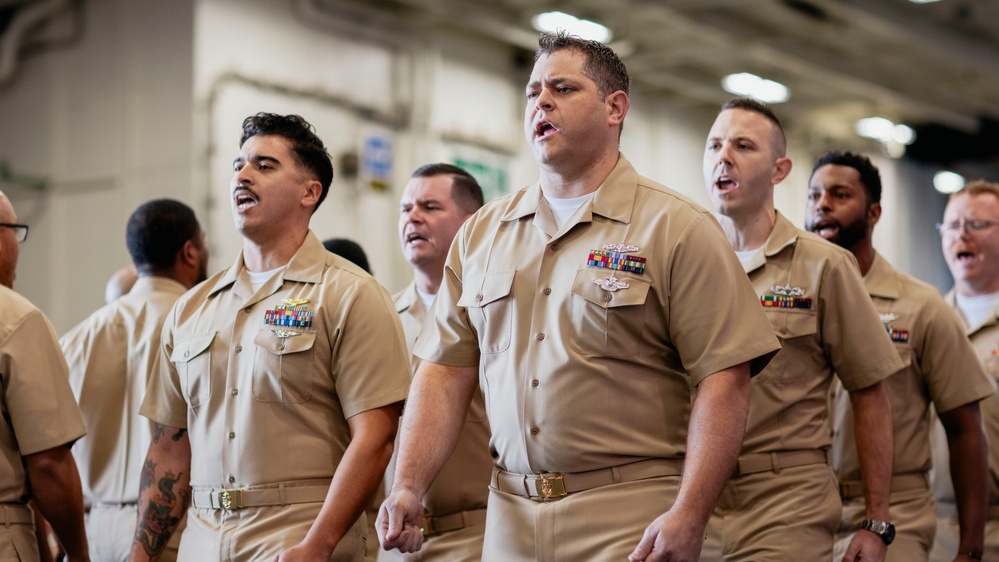USS George Washington Conducts a Chief Pinning Ceremony
