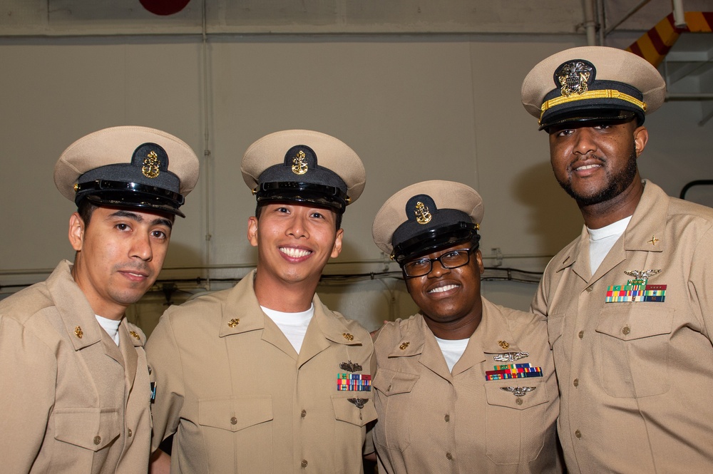 USS Ronald Reagan (CVN 76) advances 18 Chief Petty Officers during ceremony