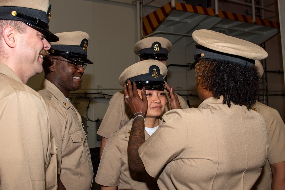 USS Ronald Reagan (CVN 76) advances 18 Chief Petty Officers during ceremony