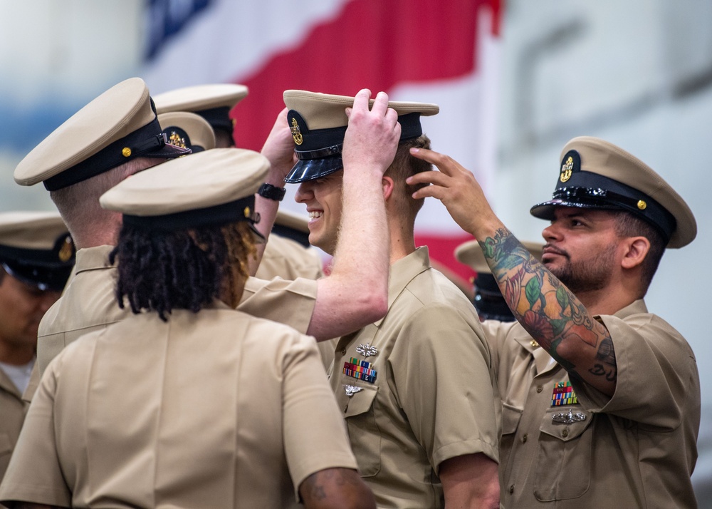 USS Ronald Reagan (CVN 76) advances 18 chief petty officers during ceremony